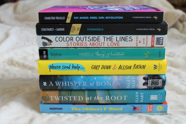 Stack of books available through the Lesbrary Patreon giveaway