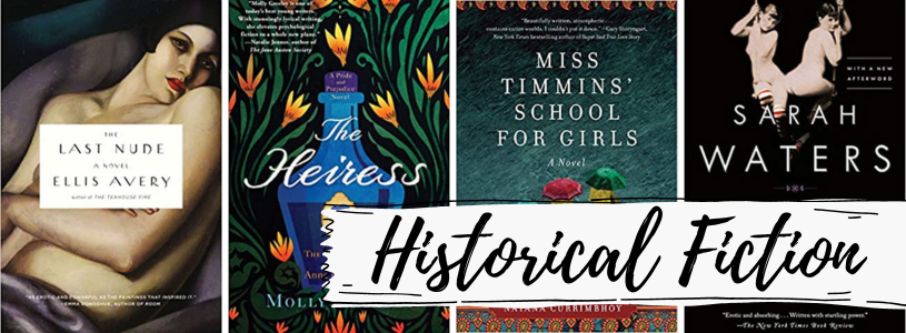 a collage of the covers listed with the text Historical Fiction