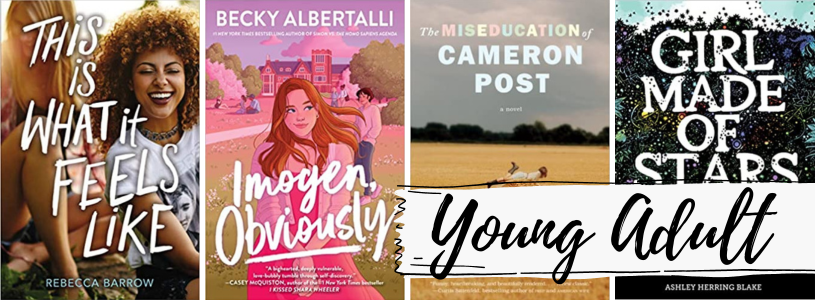 a collage of the covers listed with the text Young Adult