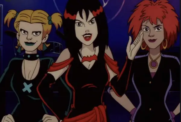 a screenshot of three cartoon vampire women