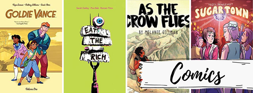 a collage of the covers listed with the text Comics