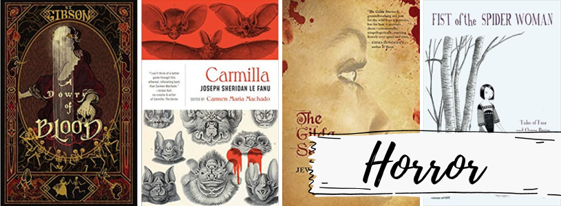 a collage of the covers listed with the text Horror