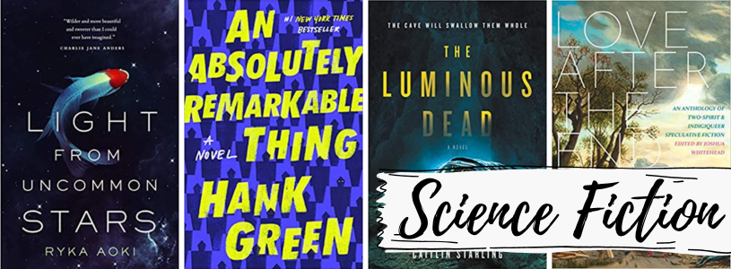 a collage of the covers listed with the text Science Fiction