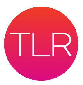 The Lesbian Review logo: the letters TLR in a pink and orange circle